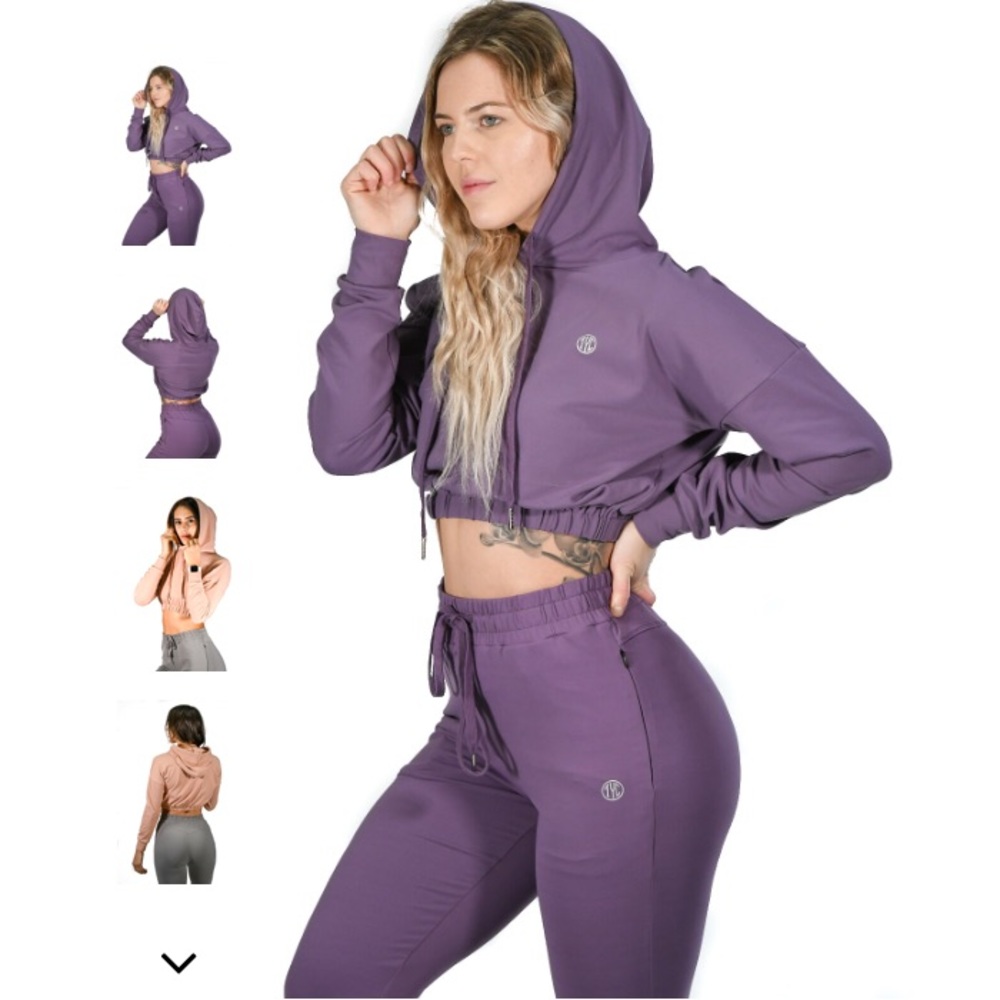 Til You Collapse Cropped Purple Hoodie